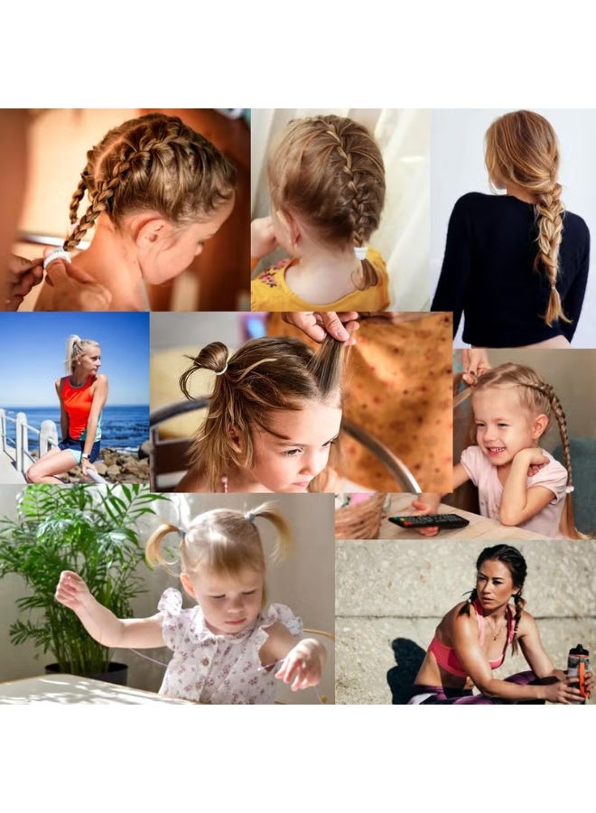 Star Beja  100 PCS White Tiny Hair Bands for Girls, Kids, Women & Men | Soft, No-Crease Rubber Hair Ties | Gentle Mini Ponytail Holders for Fine, Thin, Short & Curly Hair | Durable, No-Damage Hair Accessories for Daily Styling - Image 5